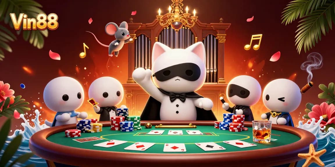 Experience the thrilling gameplay at Vin88 with poker excitement and vibrant casino elements.