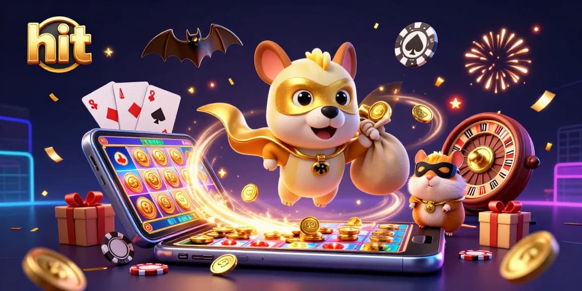 Win big with Hit Club's exciting games and superhero-themed fun in a vibrant 3D illustration.