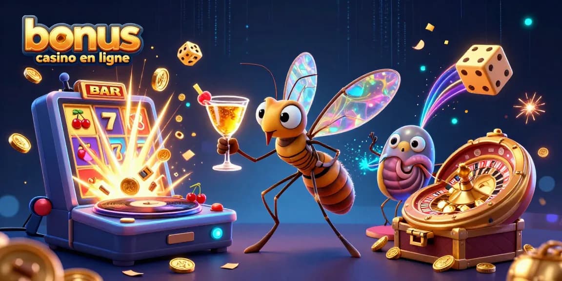 Profitez de l'expérience du bonus de casino en ligne avec un symbole captivant de machines à sous et des éléments de jeu dynamiques.