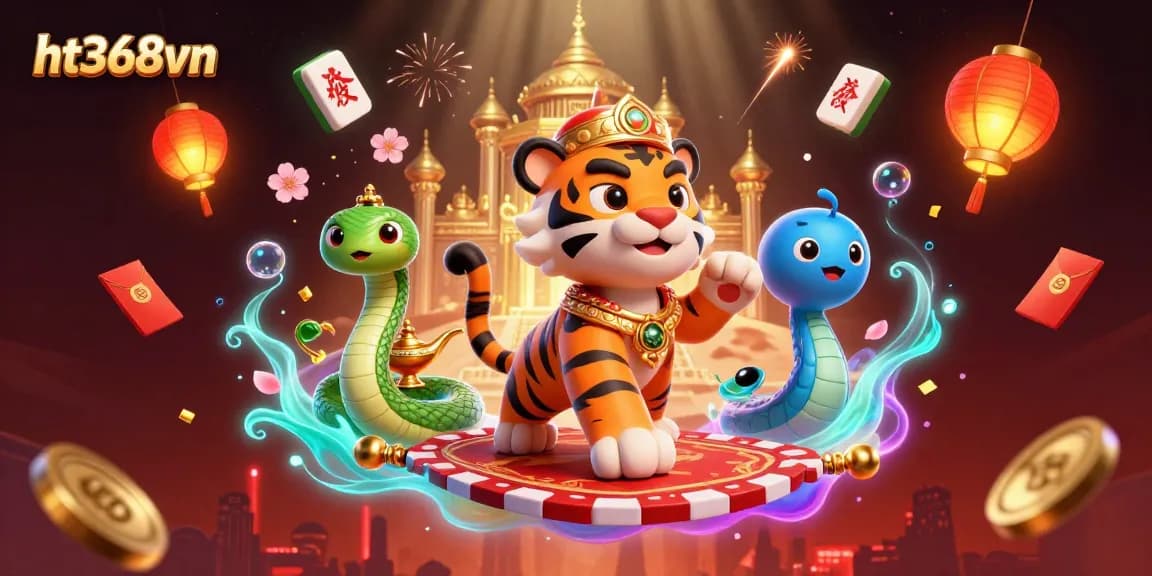 Experience the excitement of ht368vn with a vibrant 3D casino scene featuring engaging games and vivid elements.