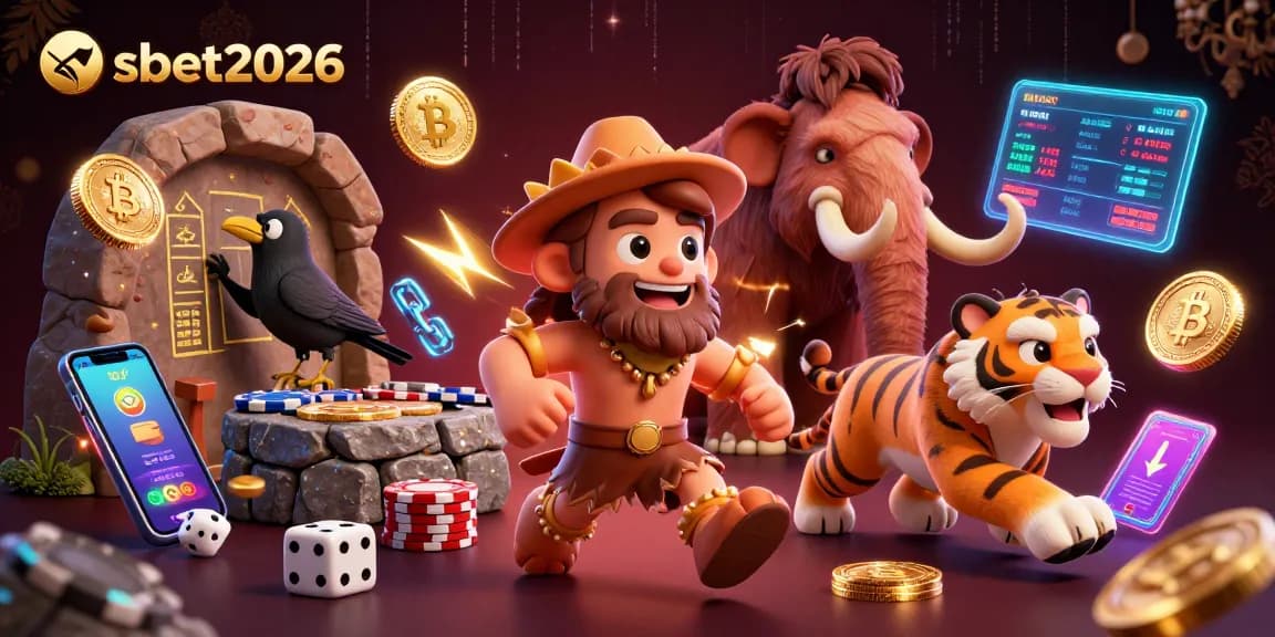 Engage in shbet2026's thrilling casino adventure with cartoon cavemen and crypto elements!