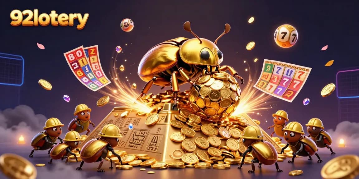 Experience the thrill of winning with 92lottery as golden coins cascade in this vibrant illustration.
