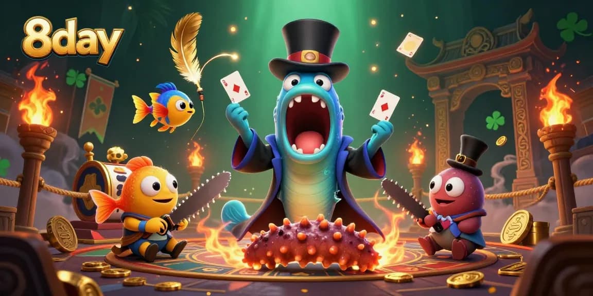 Engage in winning strategies with 8day's vibrant casino illustration showcasing gambling excitement.