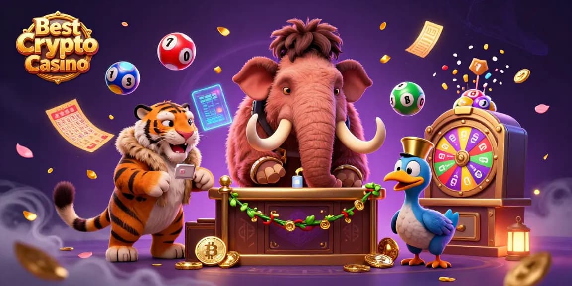 Experience the thrill of the Best Crypto Casino with vibrant game elements in an artistic 3D scene.