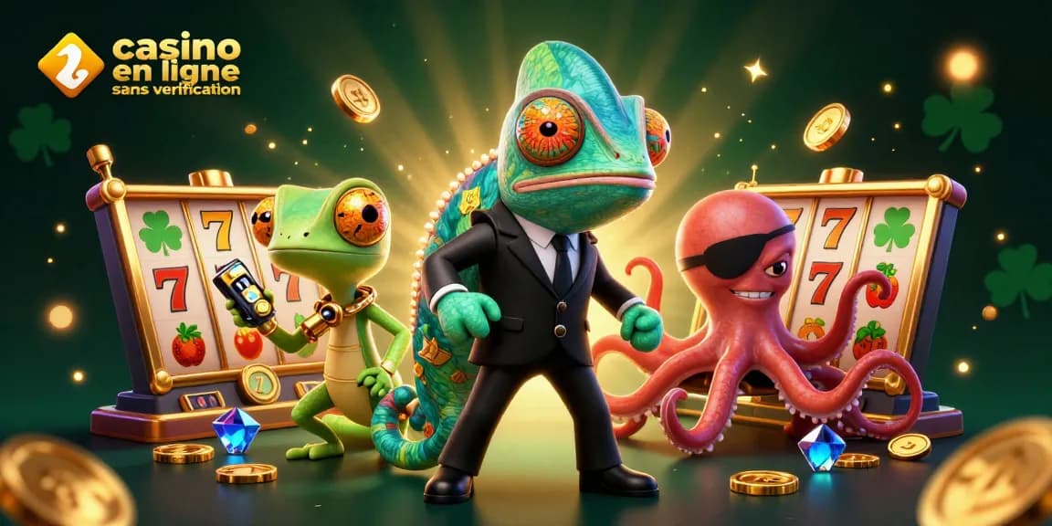 Jouer dans un casino en ligne sans vérification avec des personnages colorés dans un environnement dynamique.