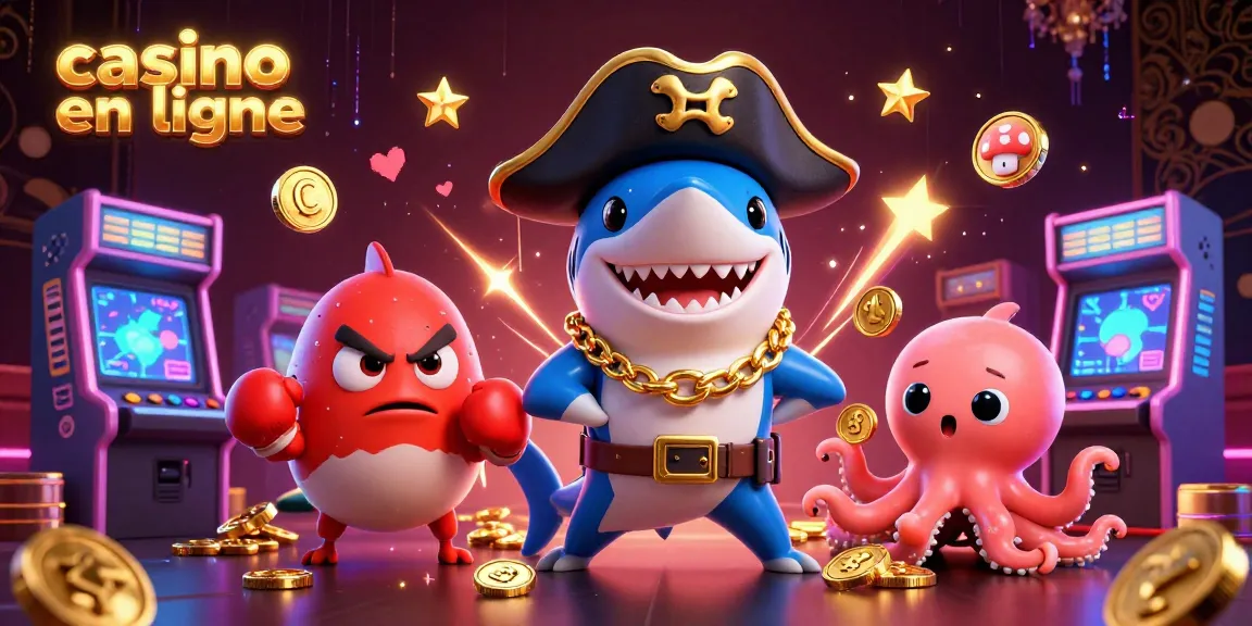 Jouez au casino en ligne avec d'adorables personnages marins et des machines de jeu scintillantes.