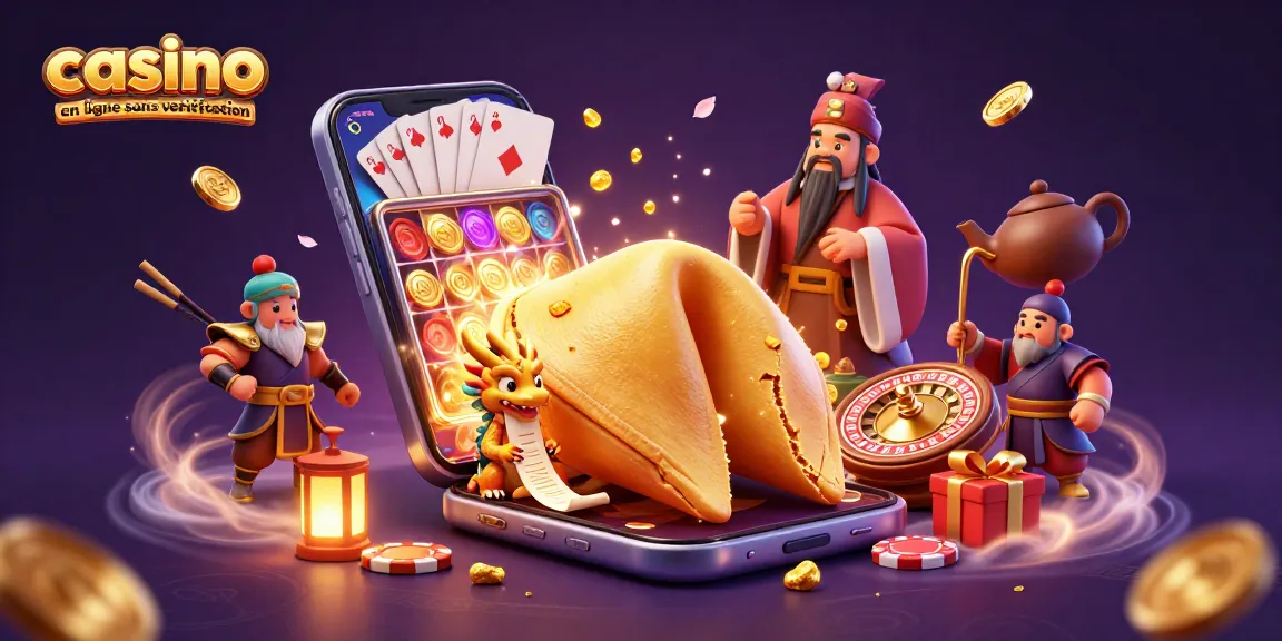 Jouer dans un casino en ligne sans vérification avec un cookie fortune géant et des dragons sages.