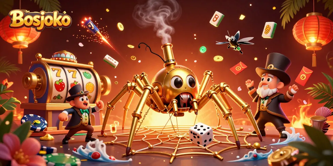 Bosjoko captivates players with a 3D steampunk-themed casino illustration showcasing vibrant gaming elements.