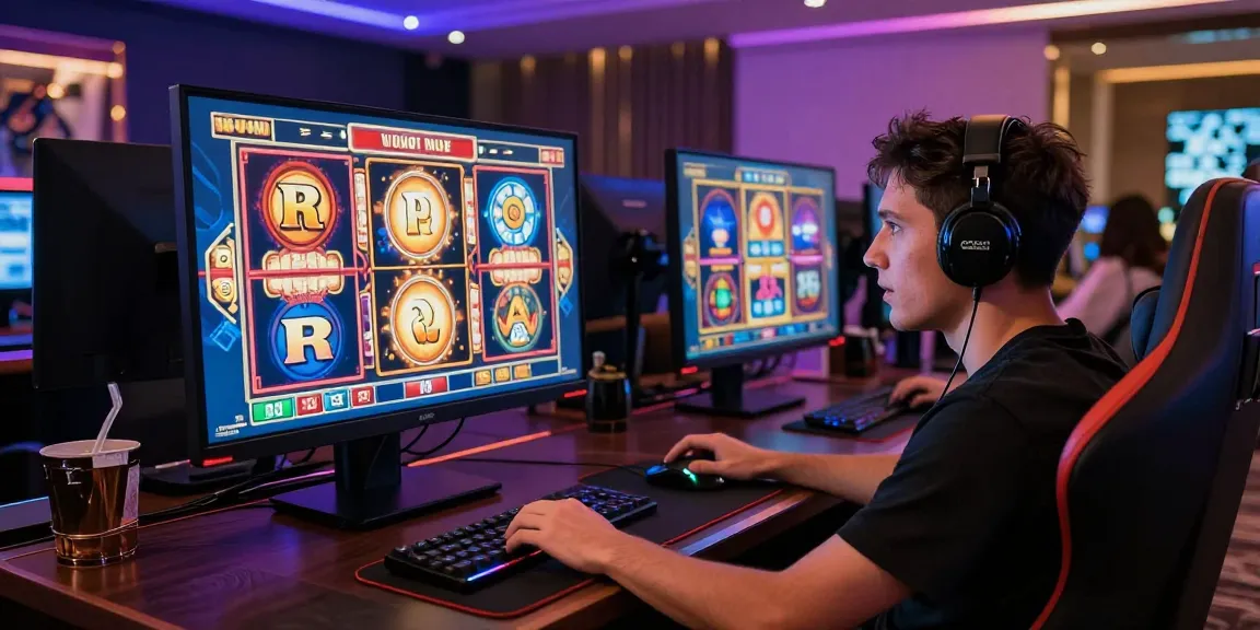 Player enjoying situs slot terpercaya experience in a stylish gaming setup with vibrant slot games.
