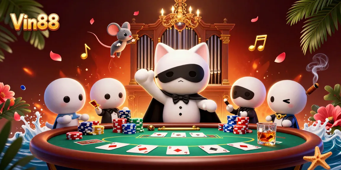 Experience the thrilling gameplay at Vin88 with poker excitement and vibrant casino elements.