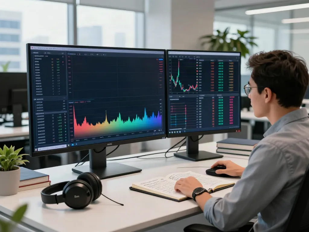 tradingview官网 analysis in a modern office with financial charts