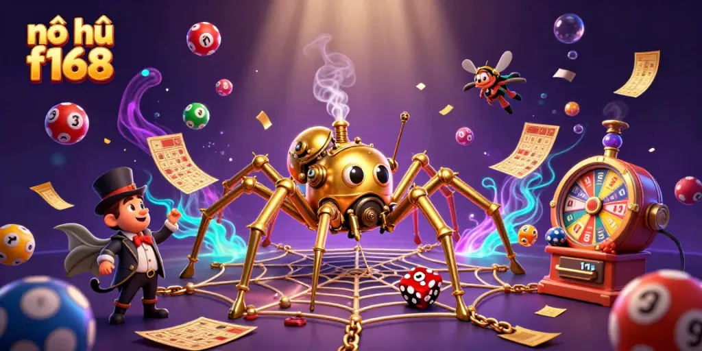 Experience the thrill of nổ hũ f168 with a stunning steampunk scene filled with vibrant gaming elements.