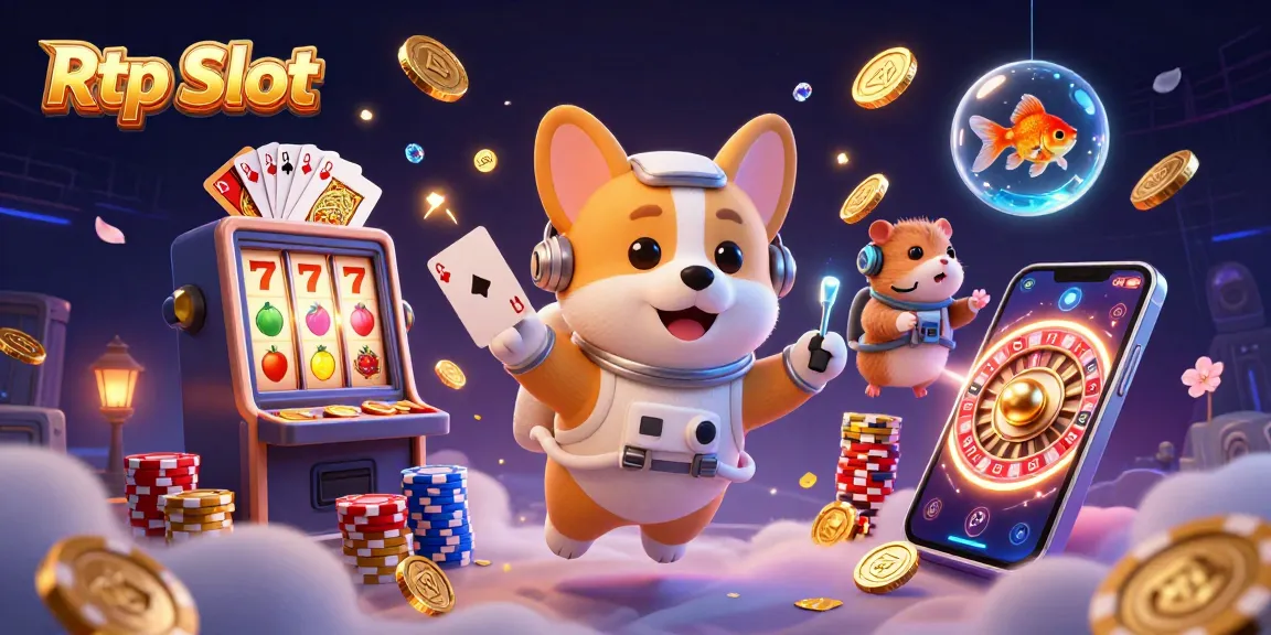 Experience Rtp Slot excitement with charming characters in a vibrant casino scene.