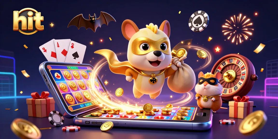 Win big with Hit Club's exciting games and superhero-themed fun in a vibrant 3D illustration.