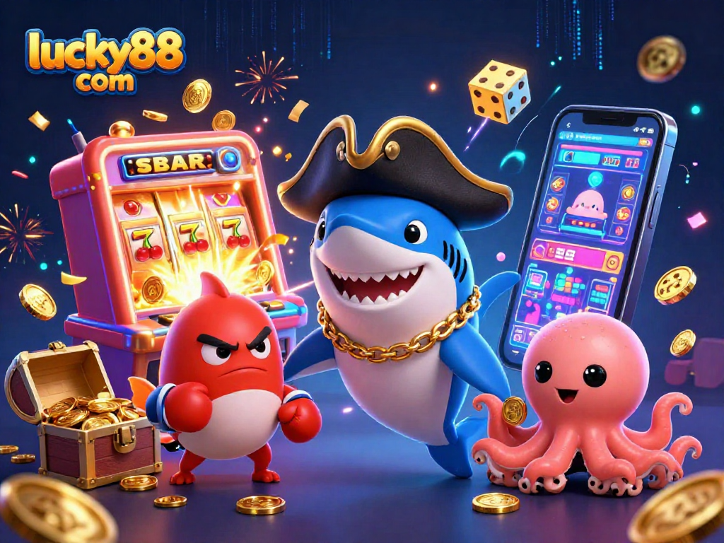 Spin the reels with lucky88 com featuring casino characters and thrilling jackpot action.