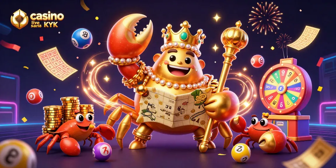 Jouez à casino live sans KYC avec un crabe empereur et des ballons de loto colorés.