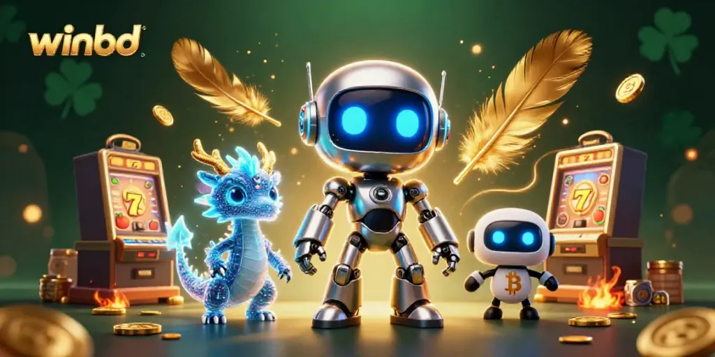 Experience thrilling wins at winbd with a futuristic casino scene full of colorful slot elements.