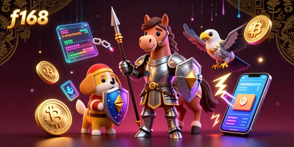 Engage with f168: Immerse in a vibrant crypto casino scene showcasing medieval elements and blockchain innovations.