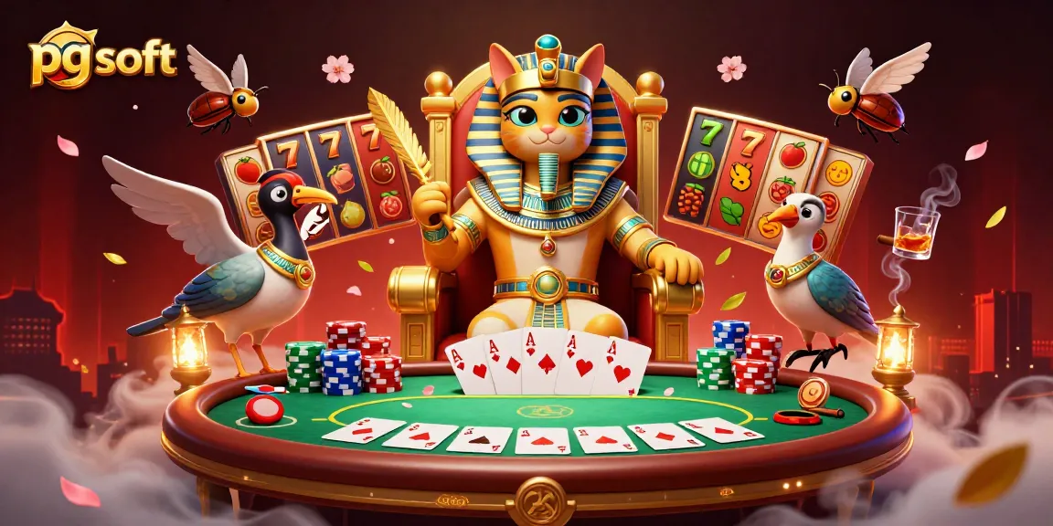 Experience the thrilling world of pg soft slots with a dynamic 3D scene showcasing Egyptian-themed characters and games.