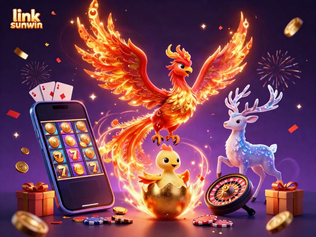 Win big with the vibrant gaming elements showcasing link sunwin in this dynamic casino scene.
