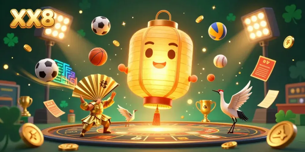 Experience the vibrant online casino atmosphere with XX88's dynamic gambling elements.