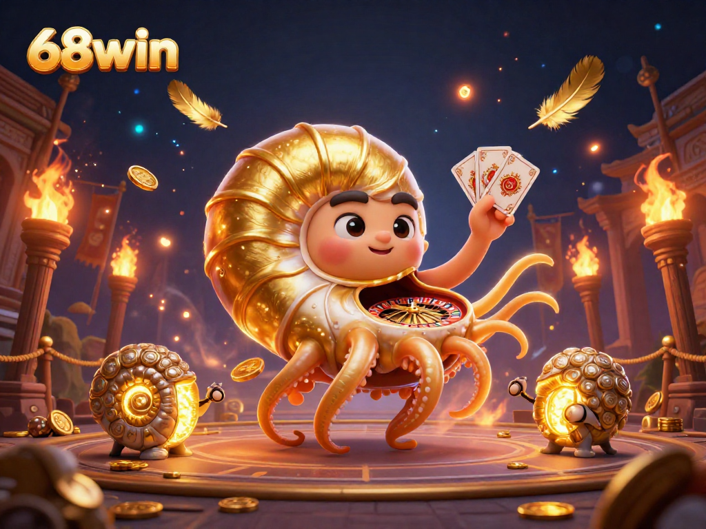 68win players enjoying a dynamic betting scene with golden roulette and glowing cards in action