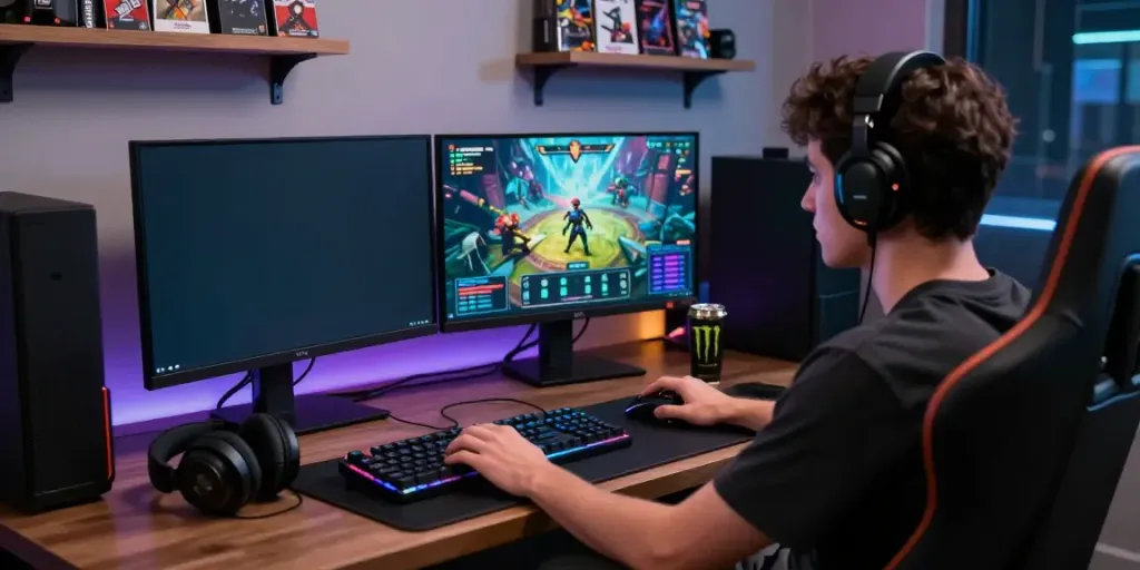 Player engaged in rokok88 rtp gaming experience with vibrant graphics.