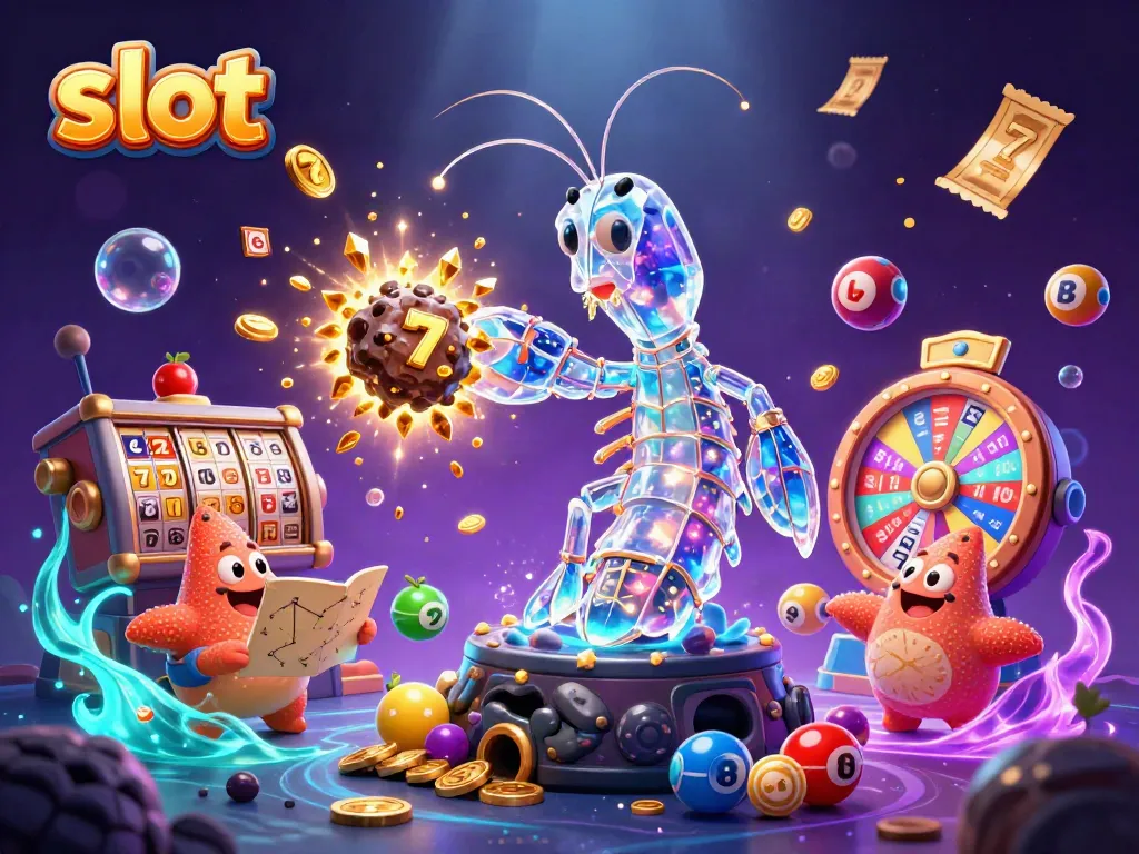 Spin and win big with slot reels and lucky symbols sparkling around a galactic samurai.