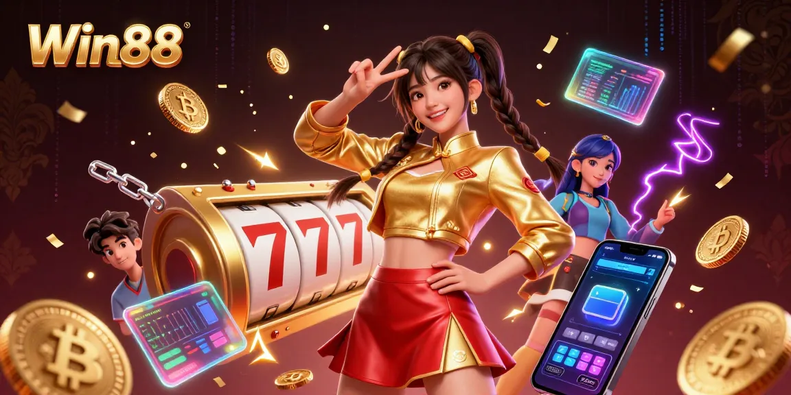 Exciting Win88 slot game experience with vibrant characters and dynamic casino elements.