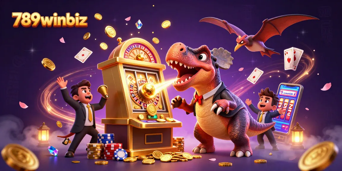 Experience the thrill of 789winbiz with a dynamic cartoon scene of jackpots and golden coins in a casino.