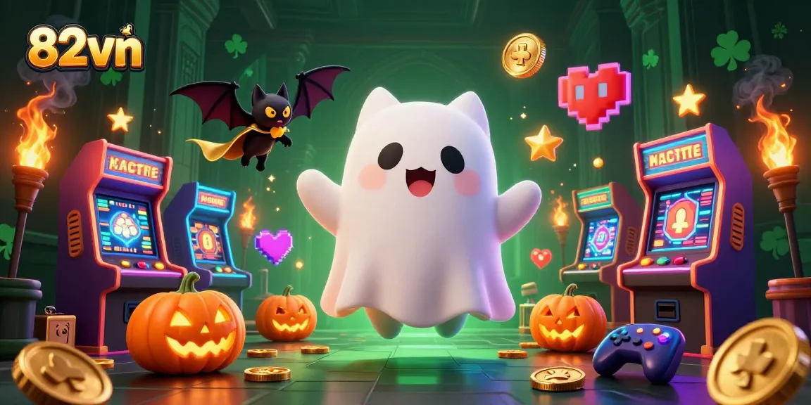 Engage with exciting 82vn online casino gaming using vibrant visuals of ghostly characters.