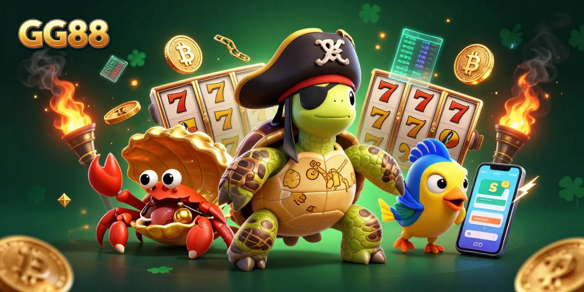 Engage in GG88 gaming with dynamic characters celebrating winnings over vibrant casino elements.