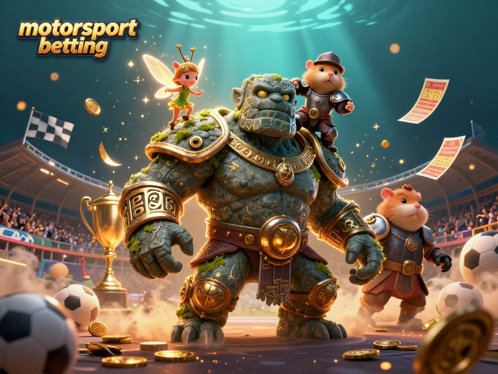 Experience thrilling motorsport betting with animated characters in a dynamic racing arena.
