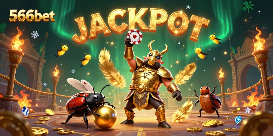 Engage with thrilling games like poker at 566bet, celebrating wins with vibrant casino elements.