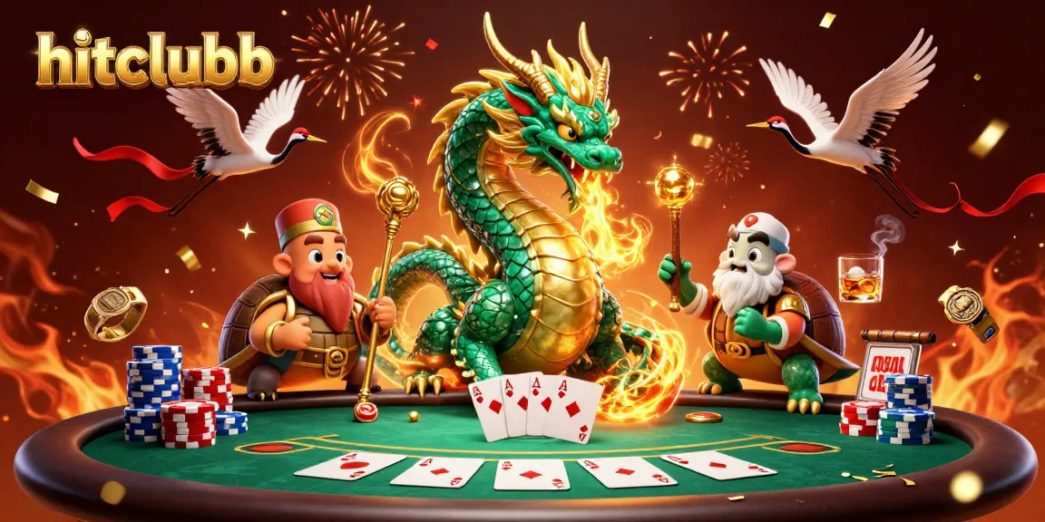 Experience thrilling poker action at hitclubb with enchanting characters amidst a festive casino scene.