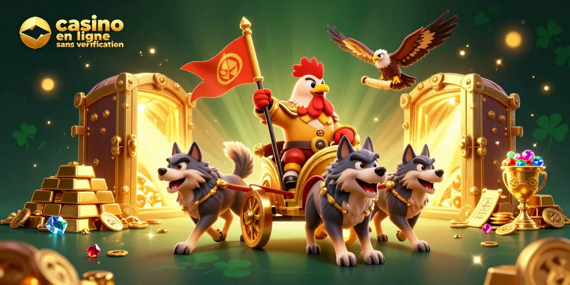 Gagnez sur un casino en ligne sans vérification avec un chariot doré et des trésors éblouissants.