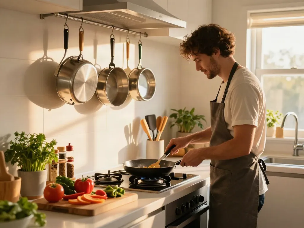 CookWare Price in Bangladesh showcased in a bright kitchen scene with various cookware ready for meal preparation.