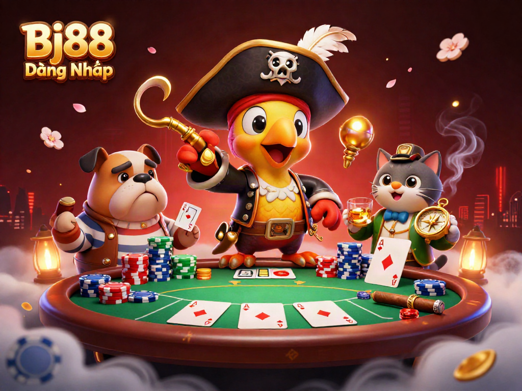Experience thrilling gameplay with Bj88 Đăng Nhập at our vibrant online casino featuring colorful poker elements.