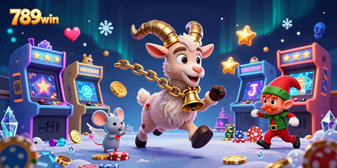 Experience the exciting world of 789win casino with a festive Krampus and mischievous elves.