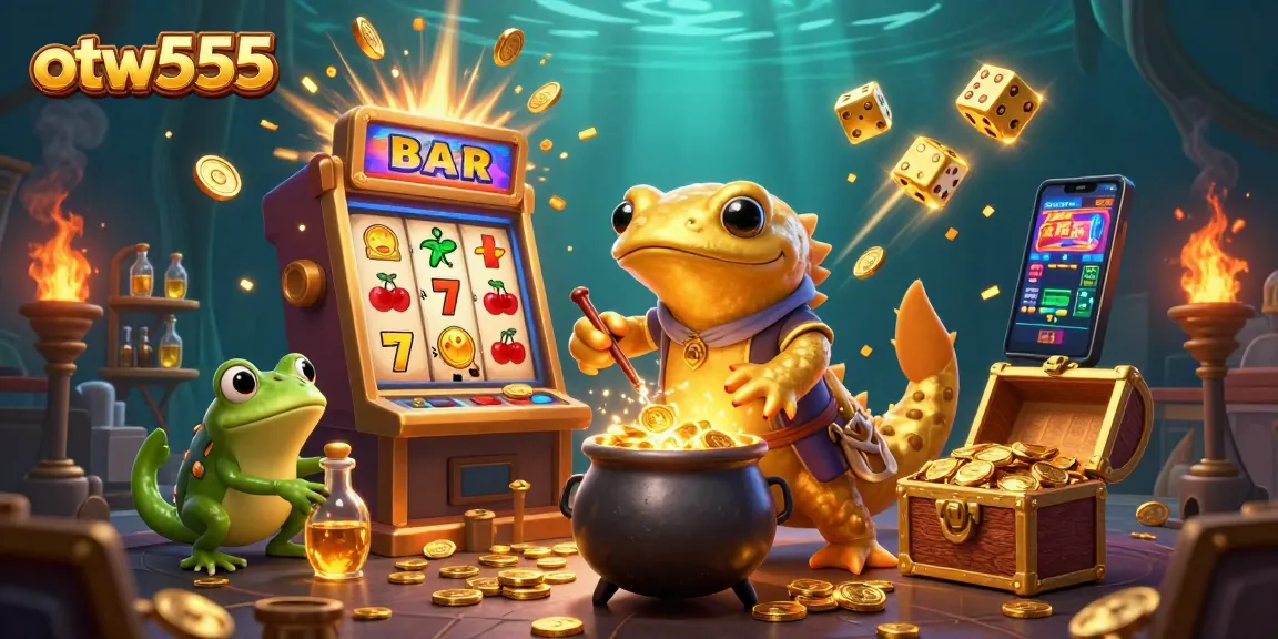 Engage thrilling slot action with otw555's giant salamander alchemist and gold treasures!