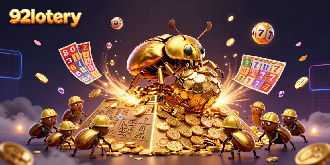 Experience the thrill of winning with 92lottery as golden coins cascade in this vibrant illustration.