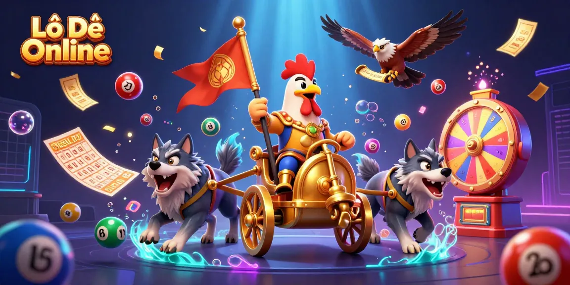 Engage with Lô Đề Online in a vibrant and dynamic lottery-themed scene featuring colorful elements.