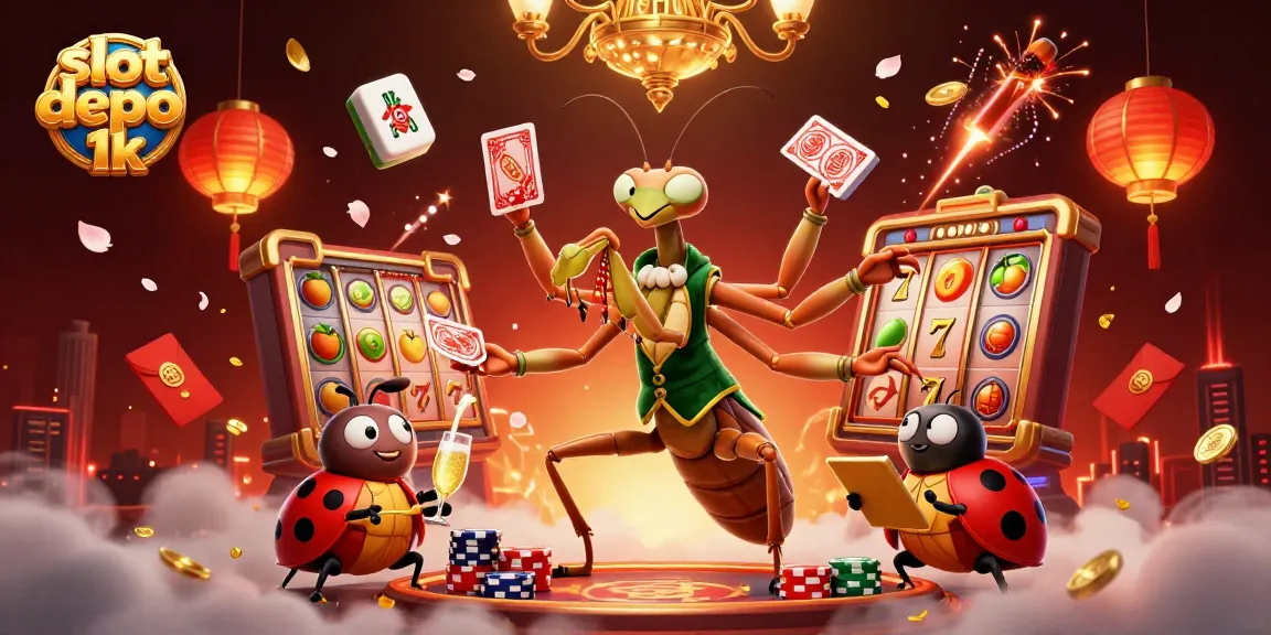 Experience exciting gameplay with slot depo 1k, featuring a vibrant scene of animated casino characters.