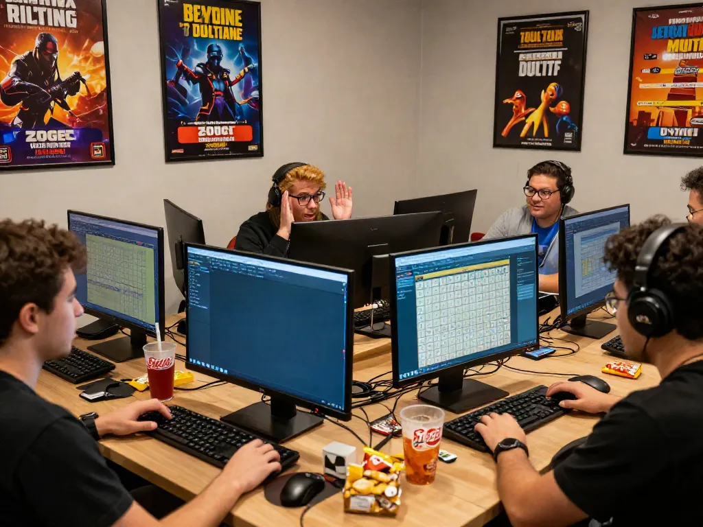 Players excitedly engaging in a togel online game, showcasing vibrant displays and a lively atmosphere.