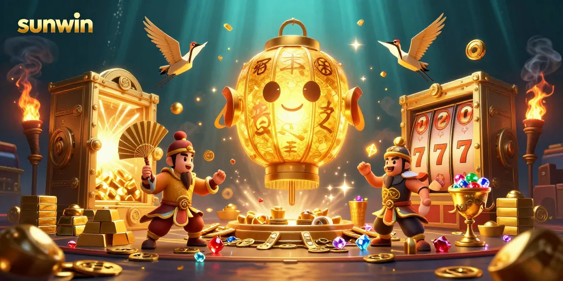 Spin and win at sunwin, showcasing vibrant 3D elements of a lively casino scene.