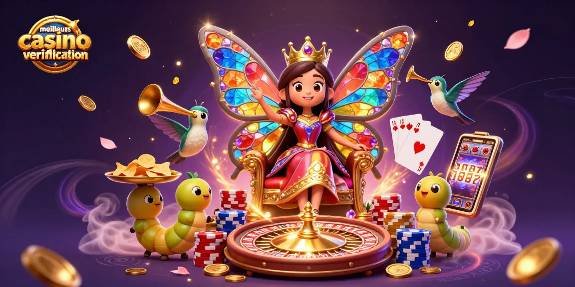 Graphique de jeu captivant illustrant les meilleurs casinos sans vérification, avec des éléments de casino scintillants.