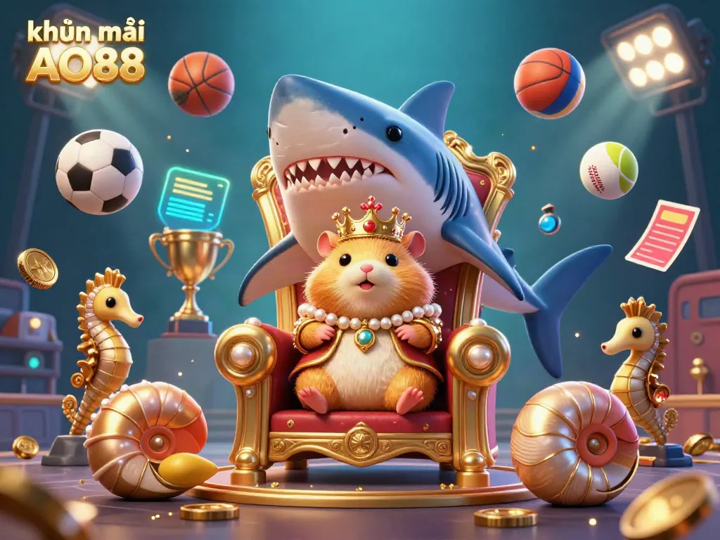 Engage with khuyến mãi AO88 as the golden hamster king presides over a thrilling underwater casino kingdom.