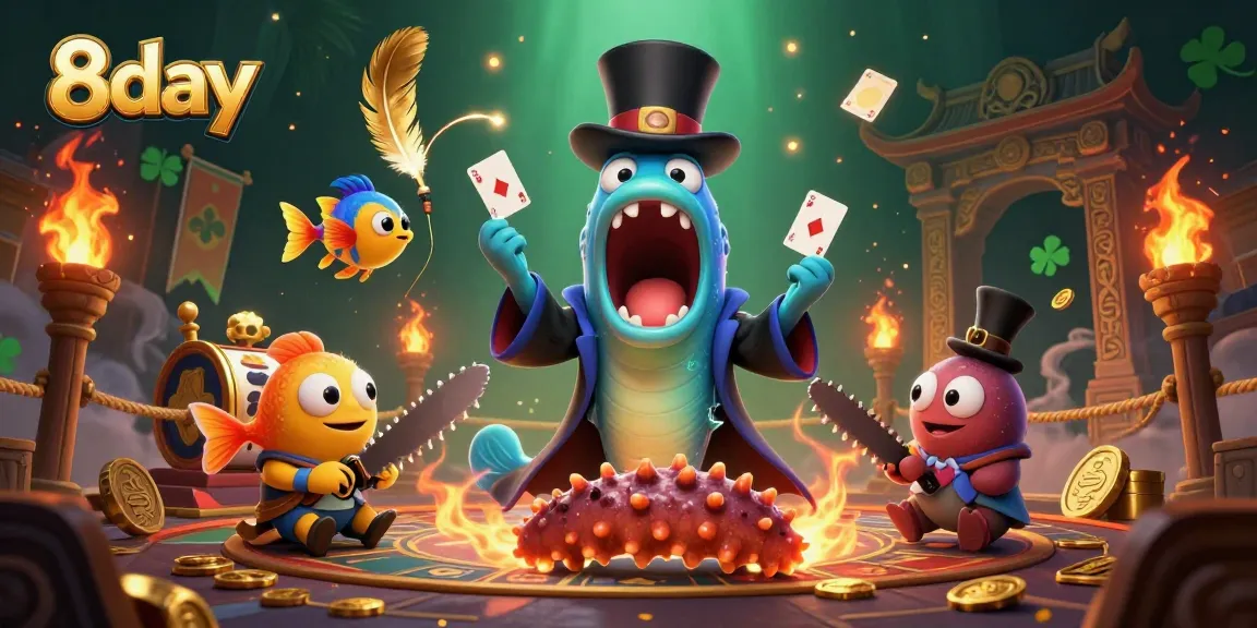 Engage in winning strategies with 8day's vibrant casino illustration showcasing gambling excitement.
