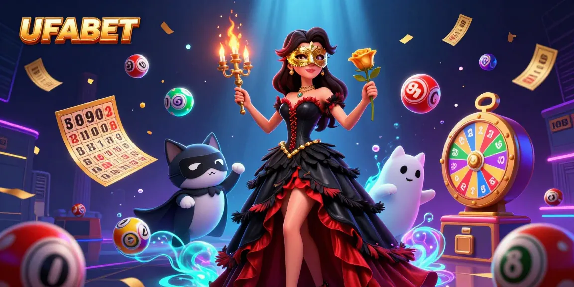 Engage with thrilling UFABET gaming, witnessing vibrant lottery elements in a lavish casino setting.