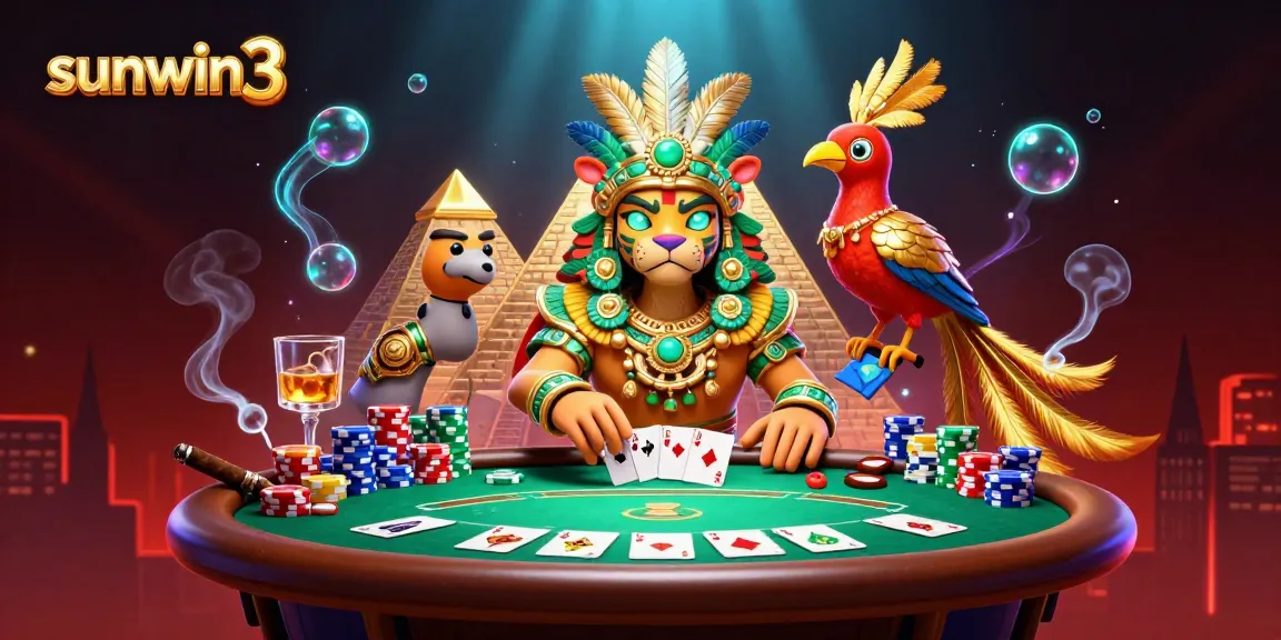 Experience excitement at sunwin3 with a dynamic poker scene featuring vibrant elements and characters.